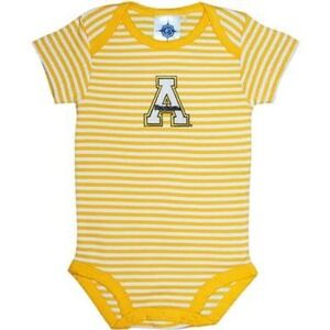 Baby One Piece Yellow White Stripe Mountaineers Logo Creeper 3-6 Months